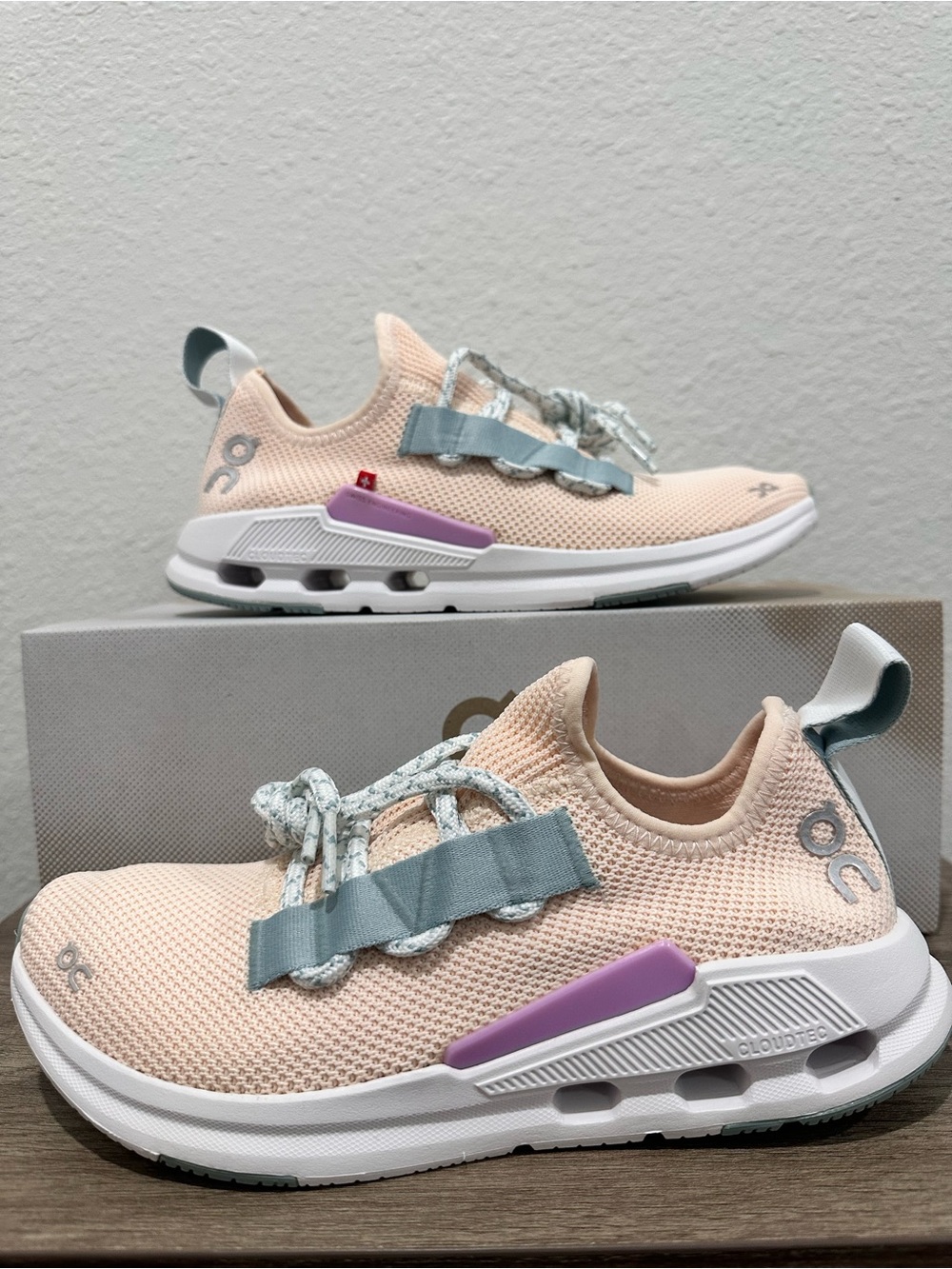 On Running Cloudeasy Sneakers Blush Pink with Lavender and gray Accents
